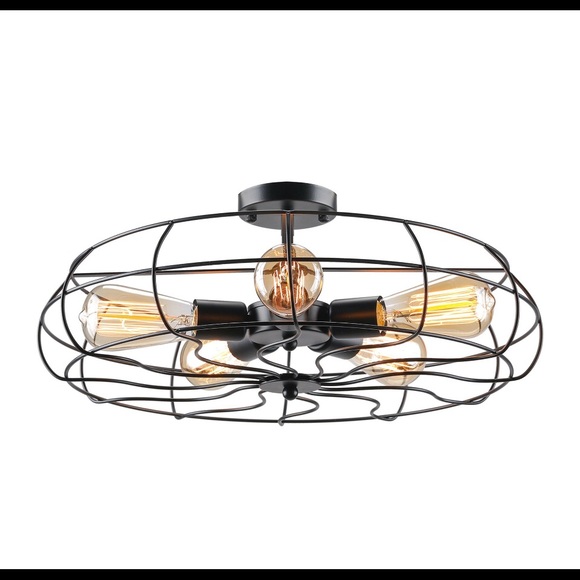 *SOLD* Industrial 5-Bulb Ceiling Light - Picture 4 of 4